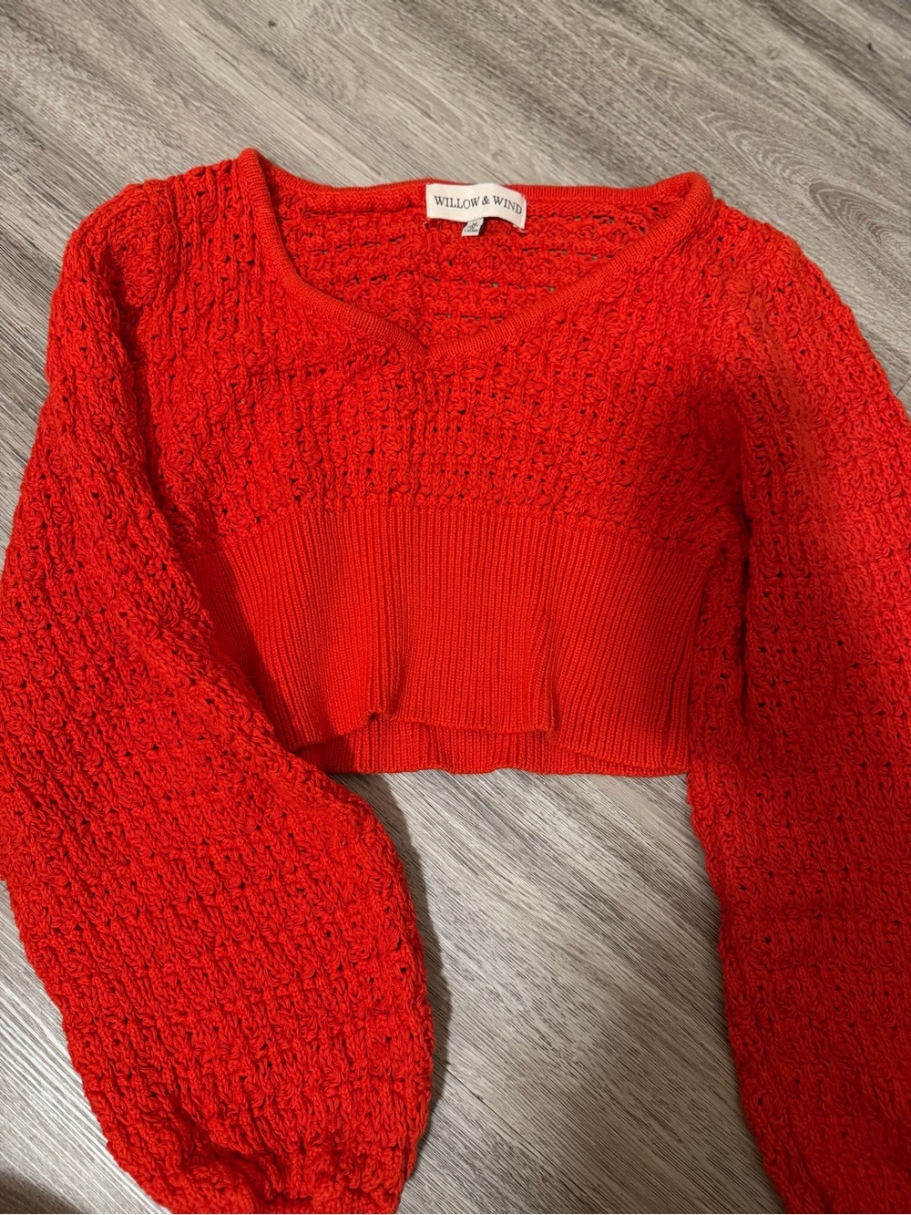 Willow & Wynn Red Cropped Knit Sweater